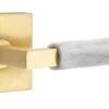 Emtek Select L-Square White Marble Door Leverset W/Square Rosette