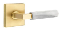 Emtek Select L-Square White Marble Door Leverset W/Square Rosette -Amerock Sales Shop emt modern brass lever ls mrwh square us4 web big 2