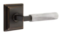 Emtek Select L-Square White Marble Door Leverset W/Wilshire Rosette -Amerock Sales Shop emt modern brass lever ls mrwh wilshire us10b web big 1