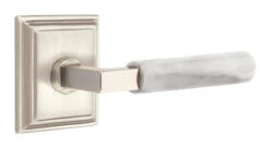 Emtek Select L-Square White Marble Door Leverset W/Wilshire Rosette -Amerock Sales Shop emt modern brass lever ls mrwh wilshire us15 web big 1