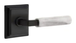 Emtek Select L-Square White Marble Door Leverset W/Wilshire Rosette -Amerock Sales Shop emt modern brass lever ls mrwh wilshire us19 web big