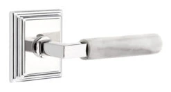 Emtek Select L-Square White Marble Door Leverset W/Wilshire Rosette -Amerock Sales Shop emt modern brass lever ls mrwh wilshire us26 web big