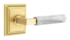 Emtek Select L-Square White Marble Door Leverset W/Wilshire Rosette -Amerock Sales Shop emt modern brass lever ls mrwh wilshire us4 web big 1