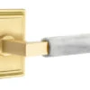 Emtek Select L-Square White Marble Door Leverset W/Wilshire Rosette