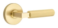 Emtek Select L-Square Straight Knurled Door Leverset W/Disk Rosette -Amerock Sales Shop emt modern brass lever ls sk disk us4 web big 1