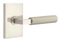 Emtek Select L-Square Straight Knurled Door Leverset W/Modern Rectangle Rosette -Amerock Sales Shop emt modern brass lever ls sk modern rectangular us15 web big