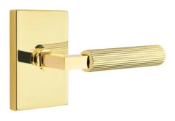 Emtek Select L-Square Straight Knurled Door Leverset W/Modern Rectangle Rosette -Amerock Sales Shop emt modern brass lever ls sk modern rectangular us3nl web big