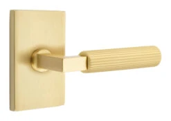 Emtek Select L-Square Straight Knurled Door Leverset W/Modern Rectangle Rosette -Amerock Sales Shop emt modern brass lever ls sk modern rectangular us4 web big 1