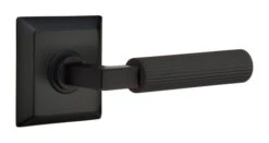 Emtek Select L-Square Straight Knurled Door Leverset W/Quincy Rosette -Amerock Sales Shop emt modern brass lever ls sk quincy us19 web big