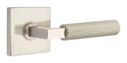 Emtek Select L-Square Straight Knurled Door Leverset W/Square Rosette -Amerock Sales Shop emt modern brass lever ls sk square us15 web big 1