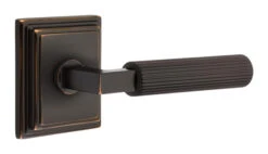 Emtek Select L-Square Straight Knurled Door Leverset W/Wilshire Rosette -Amerock Sales Shop emt modern brass lever ls sk wilshire us10b web big 4