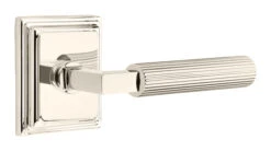 Emtek Select L-Square Straight Knurled Door Leverset W/Wilshire Rosette -Amerock Sales Shop emt modern brass lever ls sk wilshire us14 web big 1