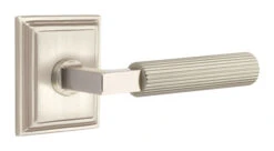 Emtek Select L-Square Straight Knurled Door Leverset W/Wilshire Rosette -Amerock Sales Shop emt modern brass lever ls sk wilshire us15 web. big