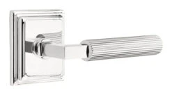 Emtek Select L-Square Straight Knurled Door Leverset W/Wilshire Rosette -Amerock Sales Shop emt modern brass lever ls sk wilshire us26 web big