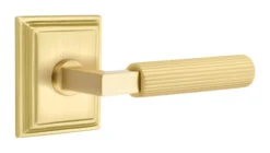 Emtek Select L-Square Straight Knurled Door Leverset W/Wilshire Rosette -Amerock Sales Shop emt modern brass lever ls sk wilshire us4 web big 1