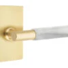 Emtek Select T-Bar White Marble Door Leverset W/Modern Rectangle Rosette