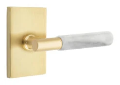 Emtek Select T-Bar White Marble Door Leverset W/Modern Rectangle Rosette -Amerock Sales Shop emt modern brass lever ta mrwh modern rectangular us4 web big 2
