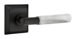 Emtek Select T-Bar White Marble Door Leverset W/Quincy Rosette -Amerock Sales Shop emt modern brass lever ta mrwh quincy us19 web big