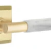 Emtek Select T-Bar White Marble Door Leverset W/Quincy Rosette