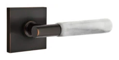Emtek Select T-Bar White Marble Door Leverset W/Square Rosette -Amerock Sales Shop emt modern brass lever ta mrwh square us10b web. big 2
