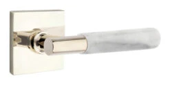 Emtek Select T-Bar White Marble Door Leverset W/Square Rosette -Amerock Sales Shop emt modern brass lever ta mrwh square us14 web. big