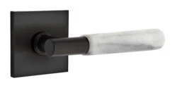 Emtek Select T-Bar White Marble Door Leverset W/Square Rosette -Amerock Sales Shop emt modern brass lever ta mrwh square us19 web big