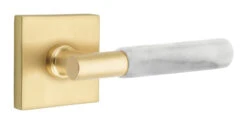 Emtek Select T-Bar White Marble Door Leverset W/Square Rosette -Amerock Sales Shop emt modern brass lever ta mrwh square us4 web. big 3