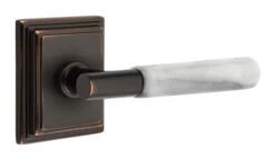 Emtek Select T-Bar White Marble Door Leverset W/Wilshire Rosette -Amerock Sales Shop emt modern brass lever ta mrwh wilshire us10b web big 3