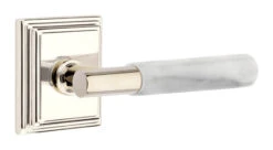 Emtek Select T-Bar White Marble Door Leverset W/Wilshire Rosette -Amerock Sales Shop emt modern brass lever ta mrwh wilshire us14 web big 1