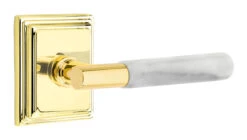 Emtek Select T-Bar White Marble Door Leverset W/Wilshire Rosette -Amerock Sales Shop emt modern brass lever ta mrwh wilshire us3nl web big