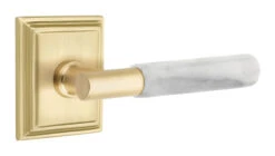 Emtek Select T-Bar White Marble Door Leverset W/Wilshire Rosette -Amerock Sales Shop emt modern brass lever ta mrwh wilshire us4 web big 3