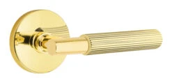 Emtek Select T-Bar Straight Knurled Door Leverset W/Disk Rosette -Amerock Sales Shop emt modern brass lever ta sk disk us3nl web big