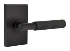 Emtek Select T-Bar Straight Knurled Door Leverset W/Modern Rectangle Rosette -Amerock Sales Shop emt modern brass lever ta sk modern rectangular us19 web big