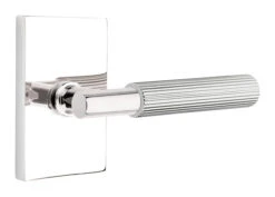 Emtek Select T-Bar Straight Knurled Door Leverset W/Modern Rectangle Rosette -Amerock Sales Shop emt modern brass lever ta sk modern rectangular us26 web big