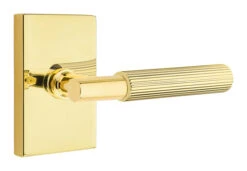 Emtek Select T-Bar Straight Knurled Door Leverset W/Modern Rectangle Rosette -Amerock Sales Shop emt modern brass lever ta sk modern rectangular us3nl web big