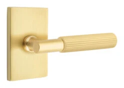 Emtek Select T-Bar Straight Knurled Door Leverset W/Modern Rectangle Rosette -Amerock Sales Shop emt modern brass lever ta sk modern rectangular us4 web big 2