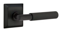 Emtek Select T-Bar Straight Knurled Door Leverset W/Quincy Rosette -Amerock Sales Shop emt modern brass lever ta sk quincy us19 web big