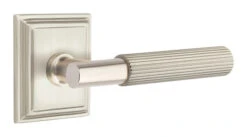 Emtek Select T-Bar Straight Knurled Door Leverset W/Wilshire Rosette -Amerock Sales Shop emt modern brass lever ta sk wilshire us15 web big