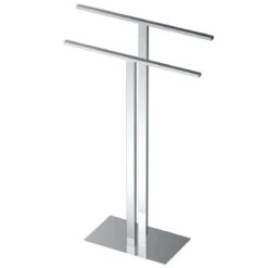 Gatco Modern Floor Two-Level Towel Holder (Chrome)