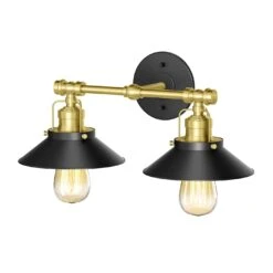 Gatco Modern Farmhouse Double Light Sconce (Matte Black & Brushed Brass)