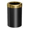 Gatco Latitude II Round Modern Waste Can (Matte Black & Brushed Brass)