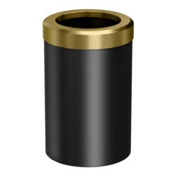 Gatco Latitude II Round Modern Waste Can (Matte Black & Brushed Brass)