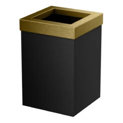 Gatco Square Modern Waste Can (Matte Black & Brushed Brass)
