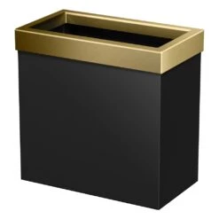 Gatco Rectangular Modern Waste Can (Matte Black & Brushed Brass)