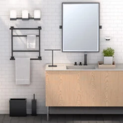 Gatco Square Modern Waste Can (Matte Black) -Amerock Sales Shop gat bathroom matte black lifestyle2 big