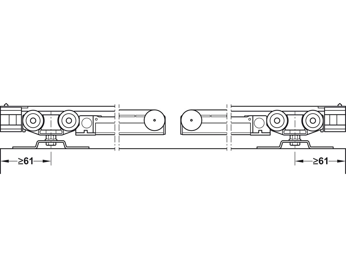 Hafele Slido D-Line11 50-P Sliding Door Hanger Set - 110lb. (29-9/32" Min. Door Width, With Smuso Soft-Close On Both Sides) 3 Hafele Slido D-Line11 50-P Sliding Door Hanger Set - 110lb. (29-9/32" Min. Door Width, With Smuso Soft-Close On Both Sides) - Image 3