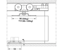 Hafele Slido D-Line11 50-P Sliding Door Hanger Set - 110lb. (21-15/16" Min. Door Width, With Smuso Soft-Close On One Side) -Amerock Sales Shop haf slido trolley spec big 1