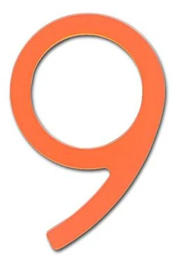 HouseArt Stainless Steel 5" (128mm) House Numbers, Adhesive Mount - (Miami Mango)