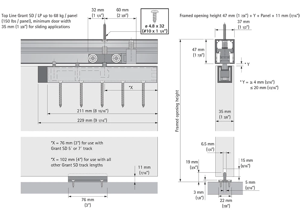 Top Line Grant SD Series Low-Profile Ball-Bearing Carrier Set - (150lb.) 2 Top Line Grant SD Series Low-Profile Ball-Bearing Carrier Set - (150lb.) - Image 2