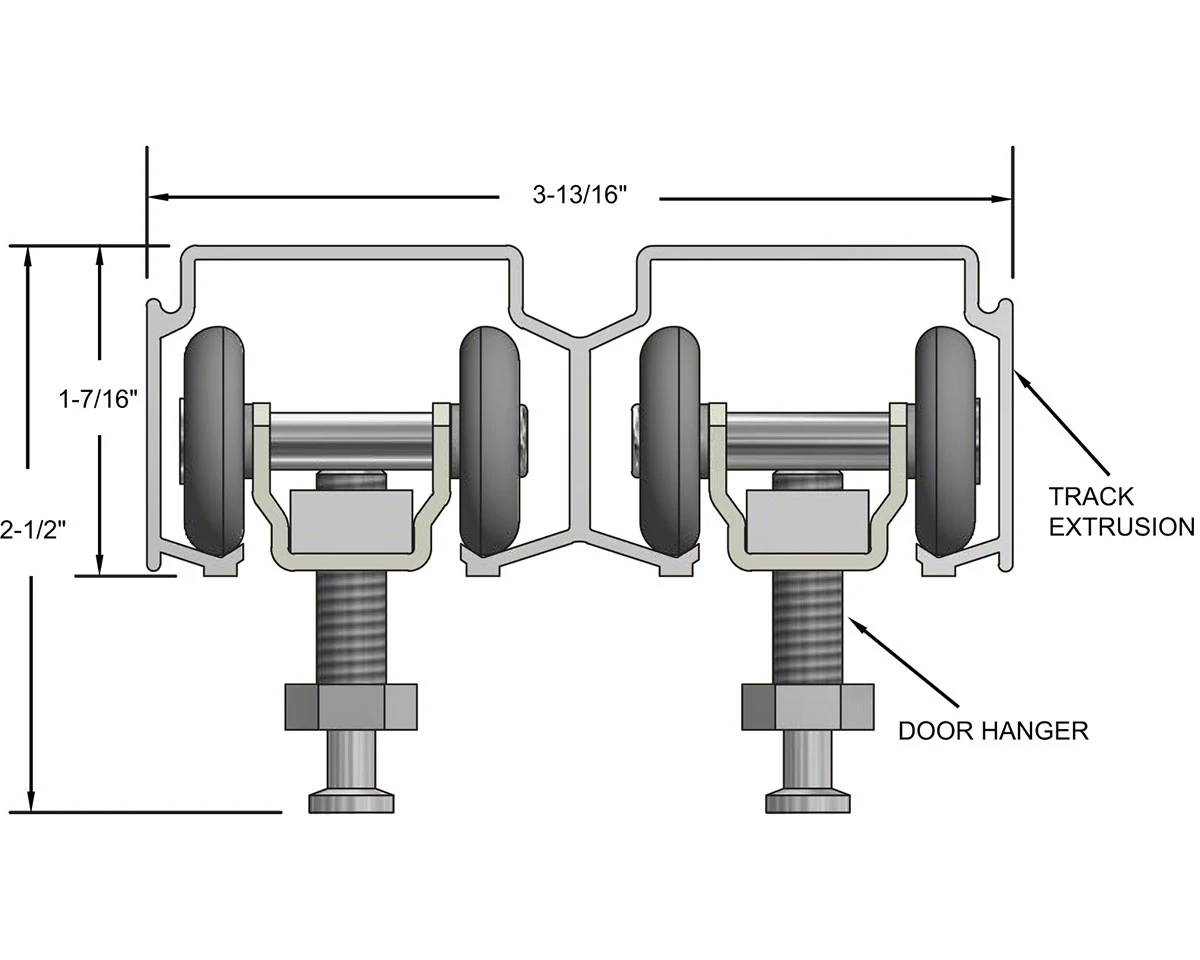 NGP 144" (3658mm) ByPass Track Set - 250lb. (Aluminum) 2 NGP 144" (3658mm) ByPass Track Set - 250lb. (Aluminum) - Image 2